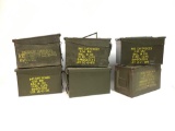 Group of six vintage US army ammo boxes