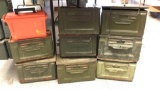 Group of six vintage military ammo boxes