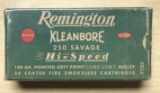Full box of a Remington kleanbore 250 savage high speed vintage ammunition