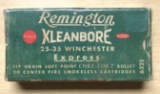 Full box of Remington kleanbore 25?35 Winchester express vintage ammunition