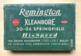 Full box of a Remington kleanbore 30?06 Springfield high speed vintage ammunition