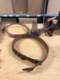 Group of three vintage leather ammo belts with ammunition