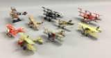 Group of 9 Bi-wing airplanes