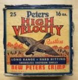 Full box of peters high velocity 16 gauge vintage shotgun shells