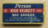 Full box of peters high velocity 250 savage vintage ammunition