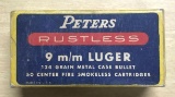 Full box of peters 9 mm Luger vintage ammunition