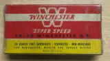 Full box of Winchester super speed 30?30 Winchester HP vintage ammunition