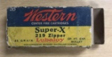 Full box of western super x 219 zipper lubaloy vintage ammunition