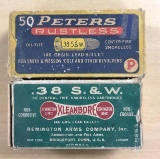 Group of 2 partially full boxes of Remington and peters 38 Smith & Wesson vintage ammunition oh
