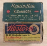 Group of to partially full boxes of 32?20 Winchester vintage ammunition