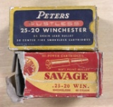 Group of two partial boxes of 25?20 Winchester vintage ammunition