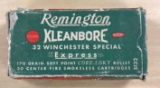 Partial box of Remington kleanbore 32 Winchester special express vintage ammunition