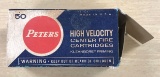 Full box of peters high velocity 22 hornet vintage ammunition