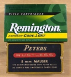 Group of two partial box boxes of 8 mm Mauser ammunition