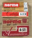 Group of two partial boxes of normal 8X57 JR vintage ammunition
