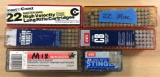 Group of six partial boxes of 22 caliber ammunition