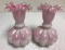 Vintage Fenton Cased Pink and White Vases
