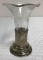 Etched Glass Vase With Silver Base