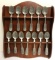 Souvenir Spoons in Wooden Holder