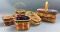 Group of 5 Longaberger 1992,93,94,96 and 2001 baskets