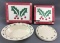 Group of 2 Longaberger Christmas pottery trivet and serving bowl