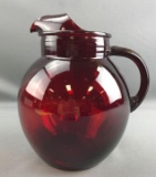 Vintage Ruby Red Glass Pitcher