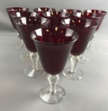 group of 10 Ruby and Clear Goblets