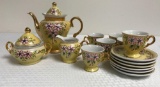 Yellow and Pink Floral Tea Set