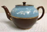 Brown Blue and Gold Sadler Teapot