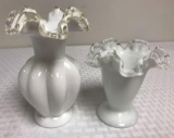 Fenton Silver Crest Milk Glass Vases