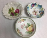3 Floral China Bowls