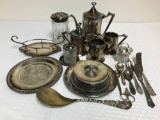 Group of Vintage Silver Plates, Teapot and more