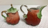 Vintage Strawberry Shaped Sugar and Creamer Set
