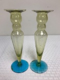 Antique hand blown Matching Glass Vases