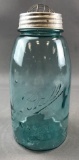Mason Ball Jar Blue Glass