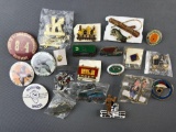 Group of pins, trains and more