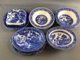 Group of Blue Willow Dishes