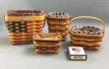 Group of 4 Longaberger 1993,95,97 and 98 All-American baskets