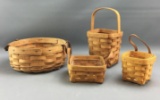 Group of 4 Longaberger 1990, 1991 and 1997 baskets