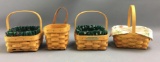 Group of 4 Longaberger 1996, 97, 99 and 2001 baskets