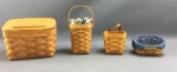 Group of 4 Longaberger 1995, 1998, 2000 and 2001 baskets