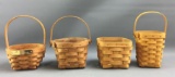 Group of 4 Longaberger 1991, 93, 97 and 98 baskets