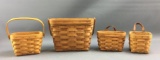 Group of 4 Longaberger 1992, 94, 96 and 97 baskets