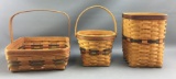 Group of 3 Longaberger 1990, 1995 and 1996 baskets