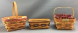 Group of 3 Longaberger 1995, 1996 and 1998 baskets
