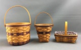 Group of 3 Longaberger 1990, 1994 and 1998 Purple weave collection baskets