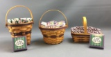 Group of 3 Longaberger 1994, 1997 and 2000 Purple weave collection baskets