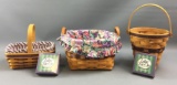 Group of 3 Longaberger 1994, 1997 and 1998 Purple weave collection baskets