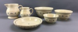 Group of 6 Longaberger pottery nesting bowls, pitchers and pie plate
