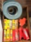 Group of spark plugs and aluminum oxide 120 sandpaper